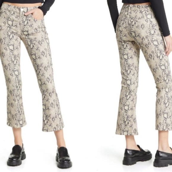 NWT Frame Denim Le Crop Mini Boot Denim Jean in The Serpent Snake Print Size 26 - Picture 2 of 11